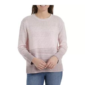 Ella Moss Women's Crewneck Cozy Long Sleeve Sweater, Pink Stripe, Size XS